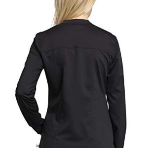 Cherokee Women Warm Up Scrubs Jacket Modern Classic Fit with Zip Front WW305AB, M, Black