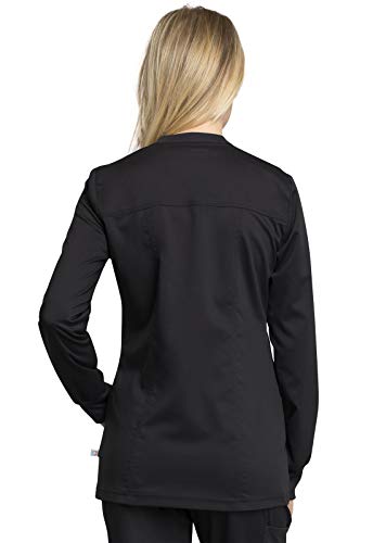 Cherokee Women Warm Up Scrubs Jacket Modern Classic Fit with Zip Front WW305AB, M, Black