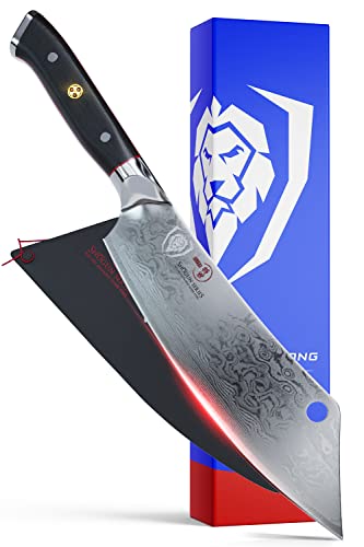 DALSTRONG Hybrid Cleaver & Chef Knife - 8 inch - Shogun Series ELITE - The 'Crixus' - Japanese AUS-10V Super Steel Kitchen Knife - Black Handle - Razor Sharp Knife - Meat Cleaver Heavy Duty - w/Sheath