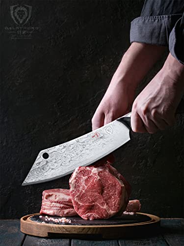 DALSTRONG Hybrid Cleaver & Chef Knife - 8 inch - Shogun Series ELITE - The 'Crixus' - Japanese AUS-10V Super Steel Kitchen Knife - Black Handle - Razor Sharp Knife - Meat Cleaver Heavy Duty - w/Sheath