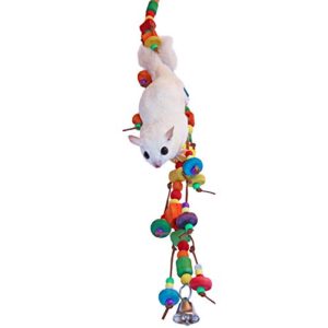 Curling Dangle Toy - Interactive Colorful Hanging Perch Cage Accessory Climbing Toy - for Sugar Gliders, Squirrels, Prairie Dogs, Degus Marmosets, Monkeys, Parrots, Birds, Rats and Other Small Pets