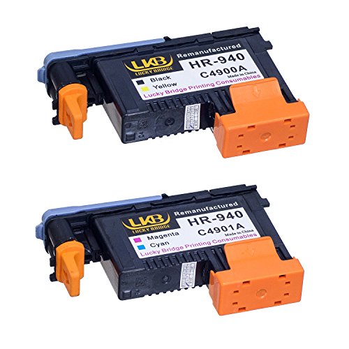 LKB Remanufactured HP940 Printhead C4900A C4901A and 1 Set 940 940XL Ink Cartridge with chip Never Used Replacement for HP Officejet (2PK Printhead and 1 Set Ink Cartridge)-USA