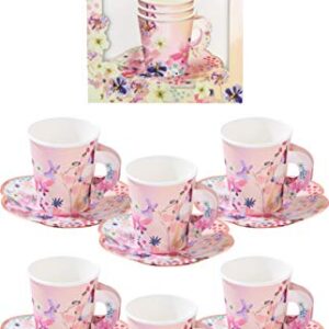 Talking Tables BG-CUPSET Blossom Party Paper Tea Cups, Pack of 12, Height 8cm, 3", Pink and Gold