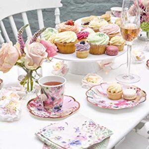 Talking Tables BG-CUPSET Blossom Party Paper Tea Cups, Pack of 12, Height 8cm, 3", Pink and Gold