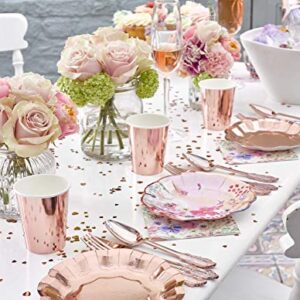 Talking Tables BG-CUPSET Blossom Party Paper Tea Cups, Pack of 12, Height 8cm, 3", Pink and Gold