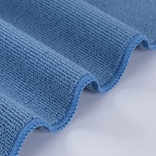 POLYTE Microfiber Cleaning Towel (16x16, 12 Pack Professional, Blue,Camel,Gray)