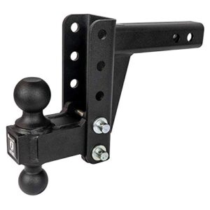 bulletproof hitches™ 2.0" adjustable medium duty (14,000lb rating) 4" drop/rise trailer hitch with 2" and 2 5/16" dual ball (black textured powder coat)