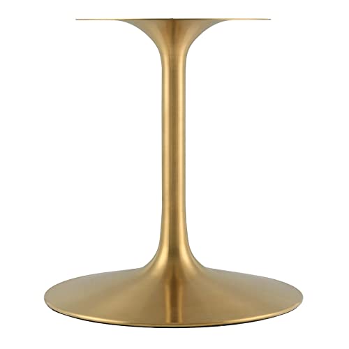 Modway Lippa 60" Oval-Shaped Mid-Century Modern Dining Table with White Wood Top and Gold Base