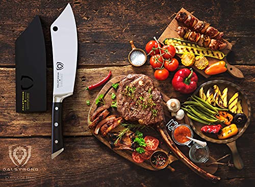 Dalstrong Chef & Cleaver Knife - 8 inch - The Crixus - Gladiator Series Elite - German HC Steel - Hybrid Razor Sharp Kitchen Knife - Black G10 Handle - Sheath Included - Chef Knife - NSF Certified