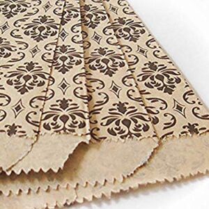 RJ Displays- 200 Pack Damask Brown Kraft Paper Bags, 4" x 6" inch for Candy, Cookies, Small Gift, Crafts, Party Favor, Cookies, Candy, Chocolate, Small Gifts, Sandwich, Jewelry Merchandise