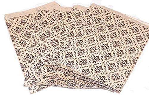 RJ Displays- 200 Pack Damask Brown Kraft Paper Bags, 4" x 6" inch for Candy, Cookies, Small Gift, Crafts, Party Favor, Cookies, Candy, Chocolate, Small Gifts, Sandwich, Jewelry Merchandise