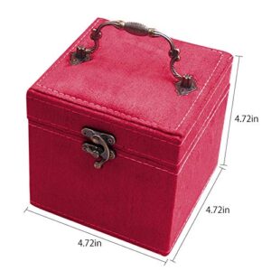 TINTON LIFE 2 Layers Sewing Kits with Vintage Box Sewing Accessories Supplies Kits for Adults Kids Beginner Travel Sewing Basket Metal Handle Red