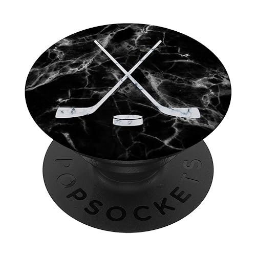 Hockey White Blue Black Pattern - Hockey PopSockets PopGrip: Swappable Grip for Phones & Tablets PopSockets Standard PopGrip