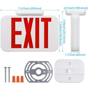 TORCHSTAR LED Exit Sign, Emergency Exit Light with Battery Backup, Double Face, UL 924, AC 120/277V, Damp Location, Hardwired Red Letter Exit Lights for Business, Pack of 4