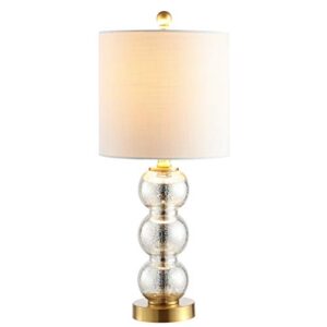 jonathan y jyl1021c february 21" glass/metal led table lamp contemporary bedside desk nightstand lamp for bedroom living room office college bookcase led bulb included, mercury glass/brass gold