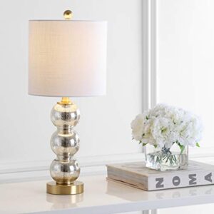 JONATHAN Y JYL1021C February 21" Glass/Metal LED Table Lamp Contemporary Bedside Desk Nightstand Lamp for Bedroom Living Room Office College Bookcase LED Bulb Included, Mercury Glass/Brass Gold