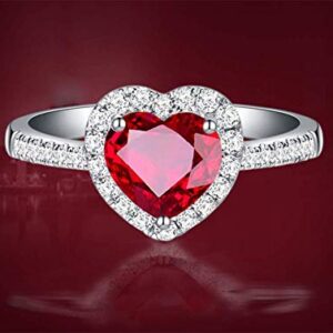 Dungkey Red Ruby Heart Shape Gemstone Sterling 925 Silver Wedding Rings for Women Bridal Fine Jewelry Engagement Bague Accessories (8)