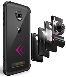 casewe – motorola moto z2 force flexible tpu protective bumper case cover/compatible with moto mods - all black matte