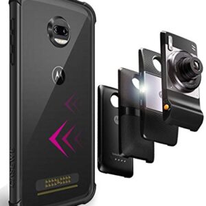 Casewe – Motorola Moto Z2 Force Flexible TPU Protective Bumper Case Cover/Compatible with Moto Mods - All Black Matte