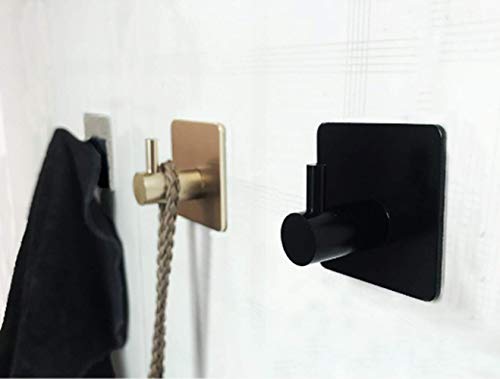 Adhesive Hooks,Wall Hooks Heavy Duty Hanger Bathroom Office Hooks for Hanging Kitchen Bathroom Home,Pack of 2 (Gold)