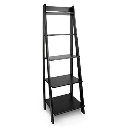 Adeptus 5 Shelf Ladder - Made from Solid Wood (Black)