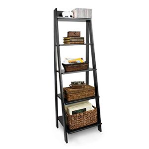 Adeptus 5 Shelf Ladder - Made from Solid Wood (Black)