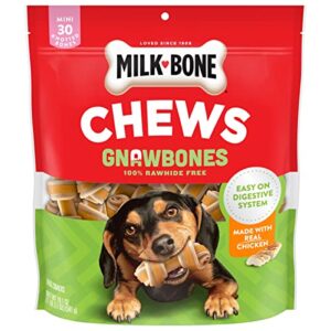 milk-bone gnaw bones rawhide free dog chew treats, chicken, 30 mini knotted bones