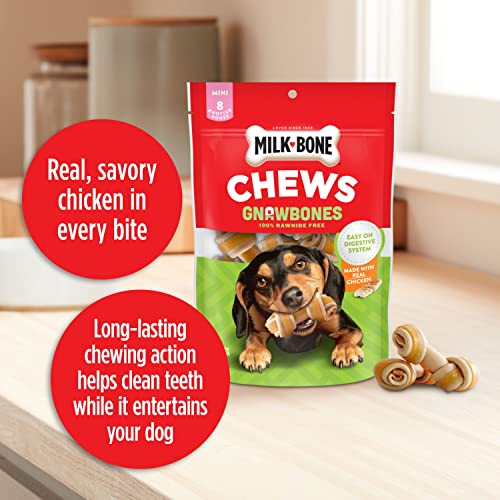 Milk-Bone Gnaw Bones Rawhide Free Dog Chew Treats, Chicken, 30 Mini Knotted Bones