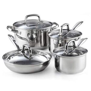 cook n home 8-piece stainless steel pots and pans cookware set, silver