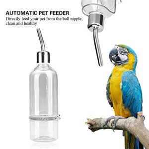 Pet Feeder Automatic Pet Water Dispenser Practical Parrot Water Drinking Feeding Bottle with Stainless Steel Ball Nipple (S)