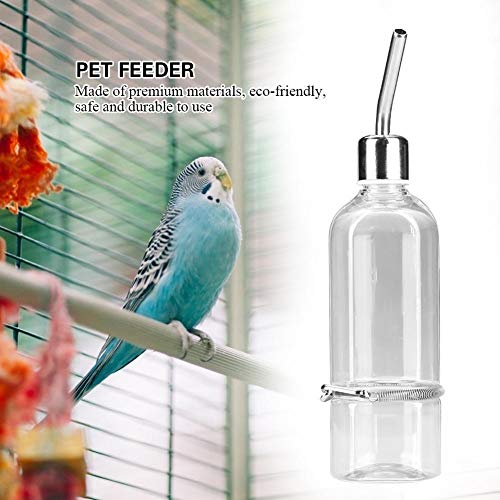 Pet Feeder Automatic Pet Water Dispenser Practical Parrot Water Drinking Feeding Bottle with Stainless Steel Ball Nipple (S)