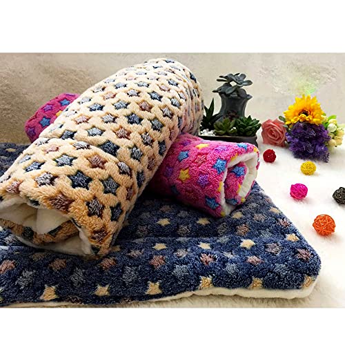 FJWYSANGU Pet Blanket Premium Fluffy Flannel Cushion Soft and Warm Mat for Dogs Cats Small Size Animal Blue Stars