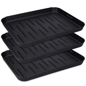 navaris set of 3 shoe drip trays - multi-purpose boot tray for rain boots, winter boots, sneakers - indoor and outdoor use in all seasons - black, s