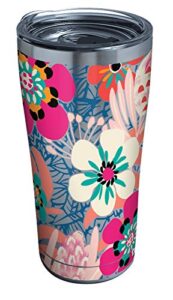 tervis bright wild blooms insulated travel tumbler and lid 20 oz - stainless steel, silver