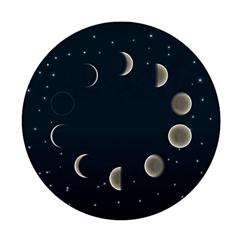 Cool Moon Phases Design on Black PopSockets PopGrip: Swappable Grip for Phones & Tablets