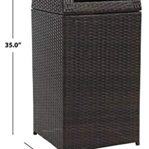 Safavieh PAT2511A Collection Bishop Outdoor Brown Wicker 18 Gallon Trash Bin