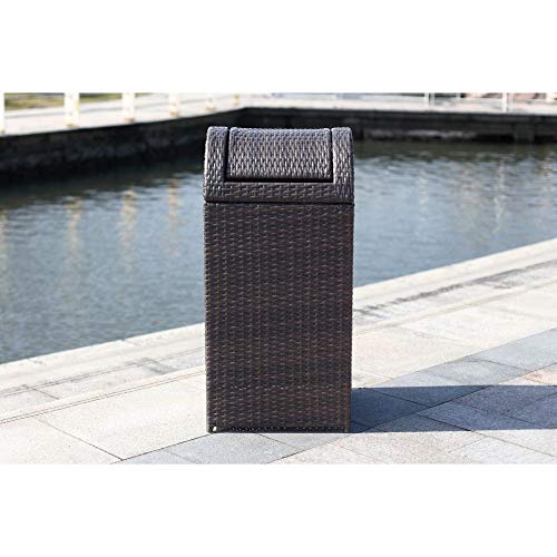 Safavieh PAT2511A Collection Bishop Outdoor Brown Wicker 18 Gallon Trash Bin