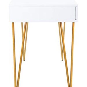 Safavieh Home Office Pine Modern White and Gold 2-drawer Desk