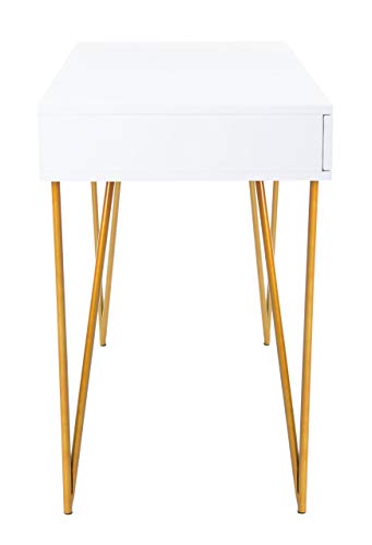 Safavieh Home Office Pine Modern White and Gold 2-drawer Desk