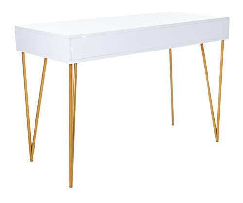 Safavieh Home Office Pine Modern White and Gold 2-drawer Desk