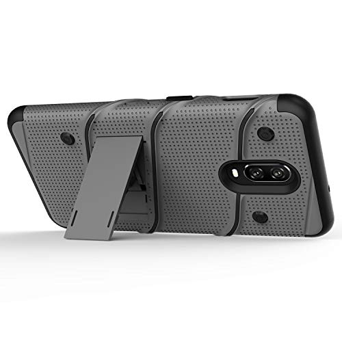 ZIZO Bolt Series OnePlus 6T Case Military Grade Drop Tested with Full Glass Screen Protector Holster and Kickstand MetalGray Black