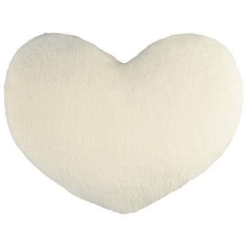 OiseauVoler 3D Heart Shaped Throw Pillows with Insert Included Indoor Decorative Soft Faux Fur Fluffy Cushion Home Sofa Kids Living Room Office Chair Decor White