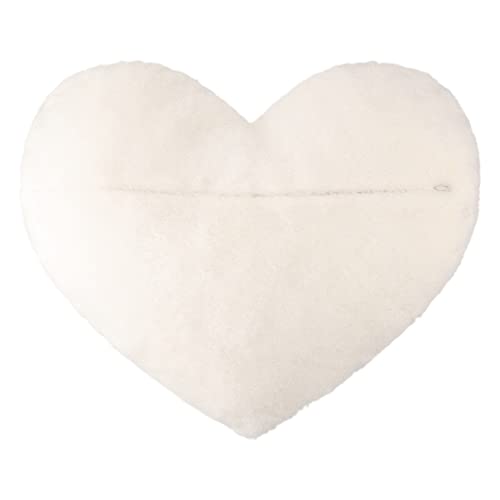 OiseauVoler 3D Heart Shaped Throw Pillows with Insert Included Indoor Decorative Soft Faux Fur Fluffy Cushion Home Sofa Kids Living Room Office Chair Decor White