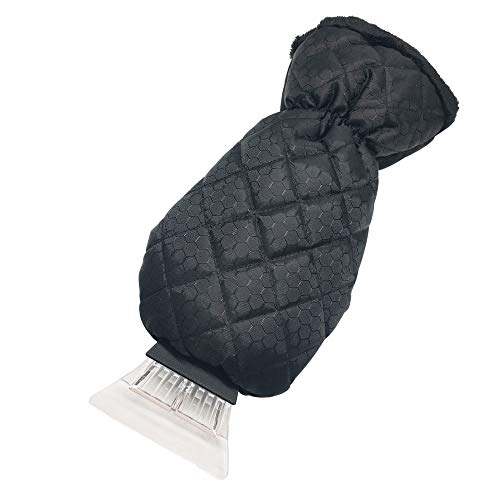 traderplus Waterproof Ice Scraper Mitten Snow Remover Glove with Lined of Thick Fleece for Car Windshield