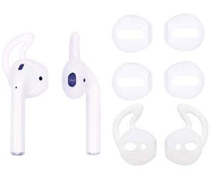 alxcd earbud cover replacement for airpod, 2 pairs [fit in case] ultra thin earbud covers & 2 pairs [anti slip] silicone ear tips, fit for airpod headphone (4t+4s)[white]