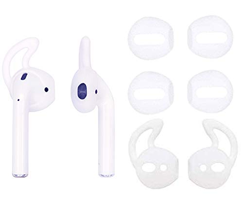 ALXCD Earbud Cover Replacement for Airpod, 2 Pairs [Fit in Case] Ultra Thin Earbud Covers & 2 Pairs [Anti Slip] Silicone Ear Tips, Fit for Airpod Headphone (4T+4S)[White]