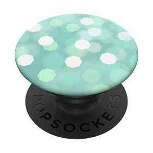 mint teal green sparkle polka-dot design for girls popsockets popgrip: swappable grip for phones & tablets