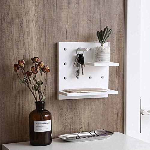 Wall Plastic Decorative DIY Convenient Pegboard Wall Mount Display Wall Organization Storage Wall Shelf for Living Room Kitchen Bathroom Office ，Set of 2