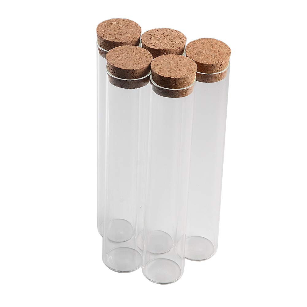 Glass Bottles Vials Jars Test Tube With Cork Stopper Empty 110ml Jars Glass Transparent Clear Bottles Corks 12units (110ml)