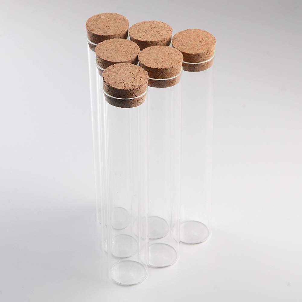 Glass Bottles Vials Jars Test Tube With Cork Stopper Empty 110ml Jars Glass Transparent Clear Bottles Corks 12units (110ml)